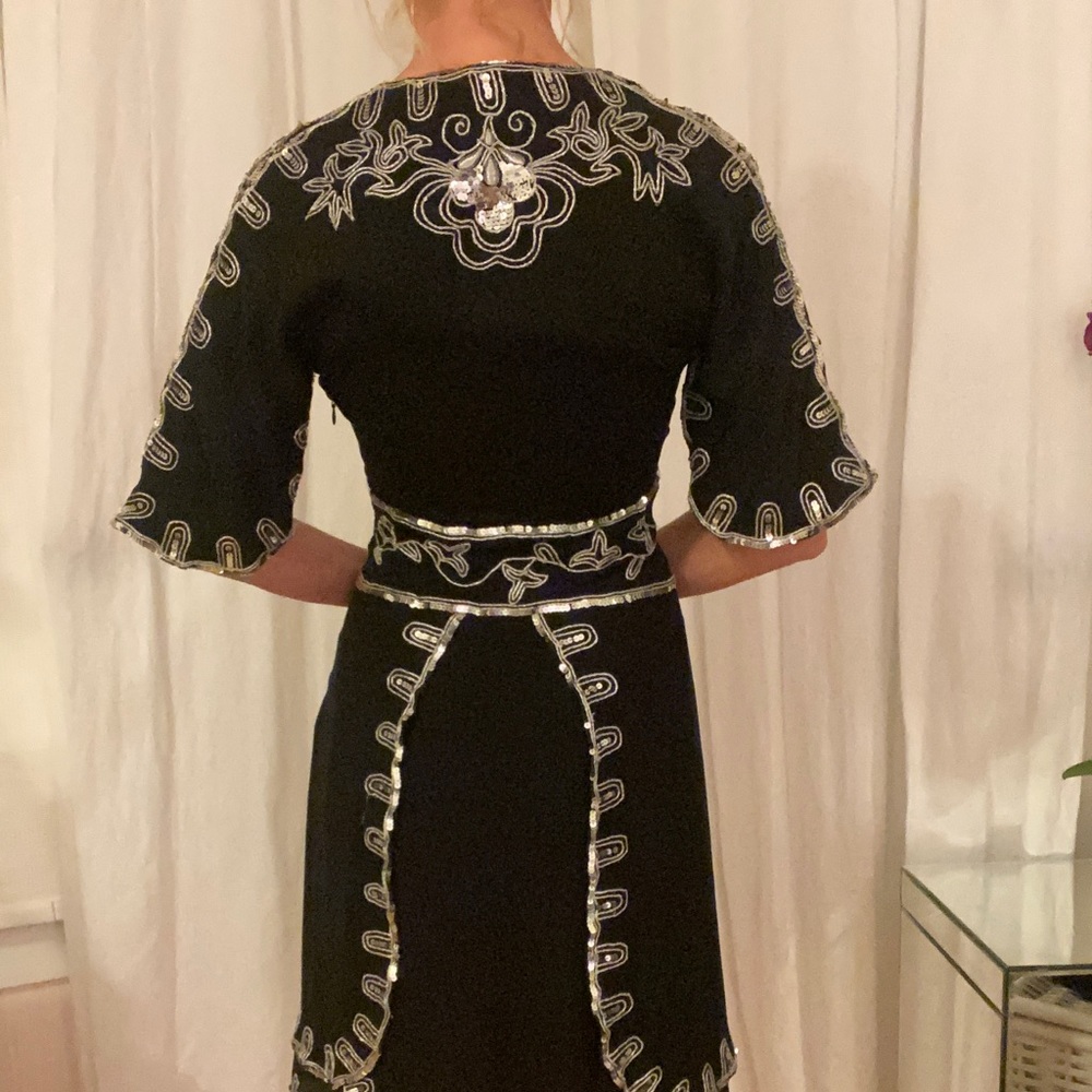 Temperley London black dress with stunning intricate beading and embroidery